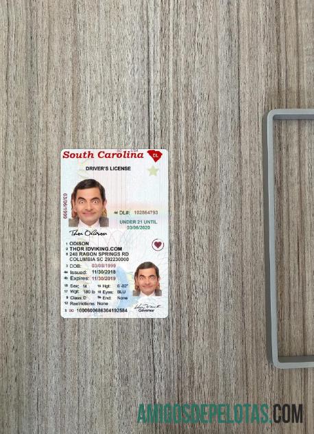 EUA Carolina do Sul Carteira de motorista menor de 21 anos fotolook frente amostra